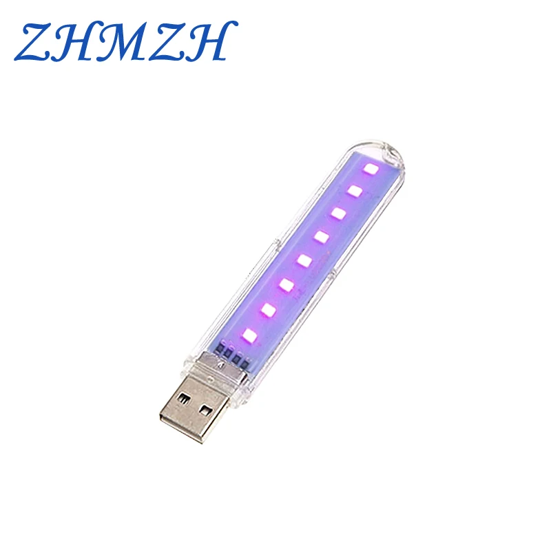 Мини-портативная 8-светодиодная Uva Usb-стерилизационная лампа 1 6 Вт