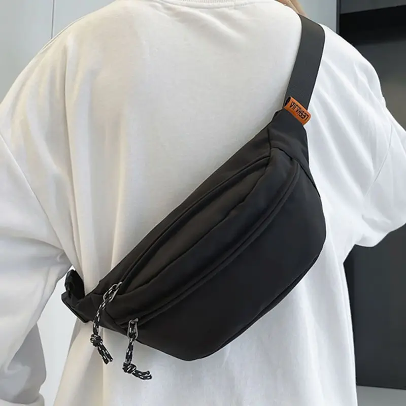 Unisex Fashion Ins Style Canvas Bag Women's Sports Casual Crossbody Shoulder Bag College Student Solid Color Simple Chest Bag