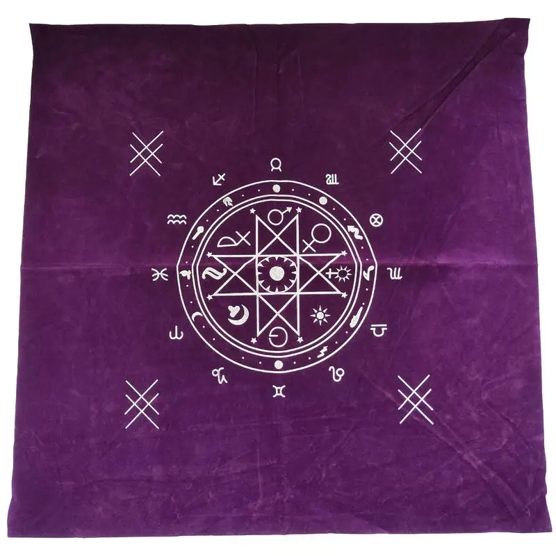 

Tarot Card Cloth 23x23inch Astrology Tarot Cards Velvet Table Cloth Purple Alter Tarot Spread Cloth With 12 Constellations