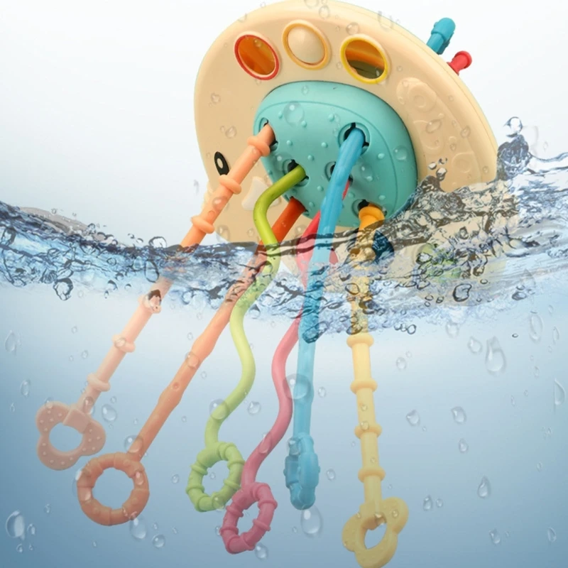 

Cartoon Sensory Rattle Baby Teething Toy Hand Hold Baby Puller Learning Chewing Toy for Infant 0-9-12Months Boys Girls