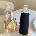 Термостойкая стеклянная бутылка для воды со шкалой времени