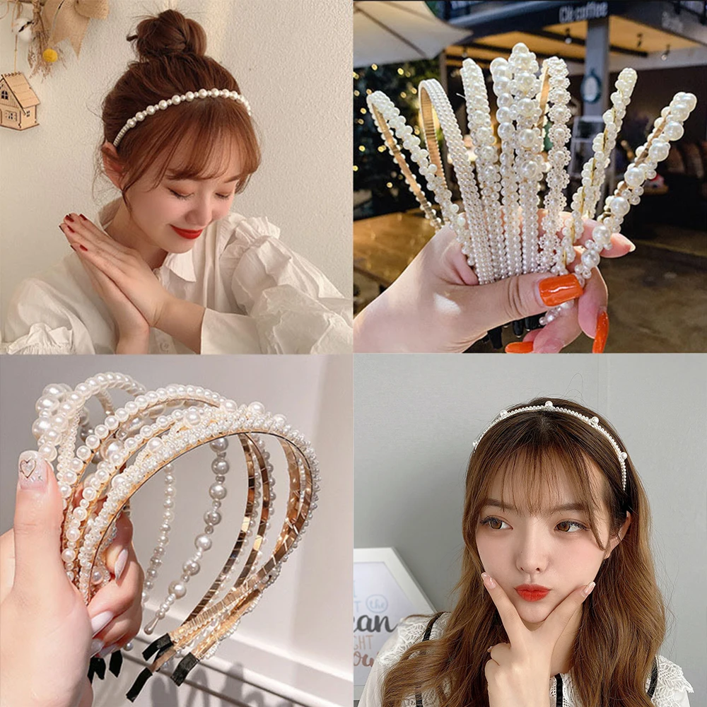 

Imitation Pearl Hair Band For Women Beads Handmade Hair Hoop Girls Headband Female Elegant Charm Sweet Fashion Headwear Jewelry
