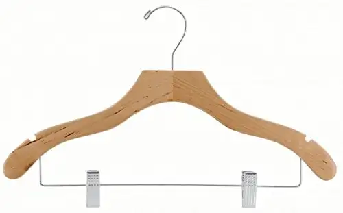 

Hanger, Natural Wavy Wood Combo Hanger, Chrome Hardware,100 Pack Organizer Clothing Storage Rack