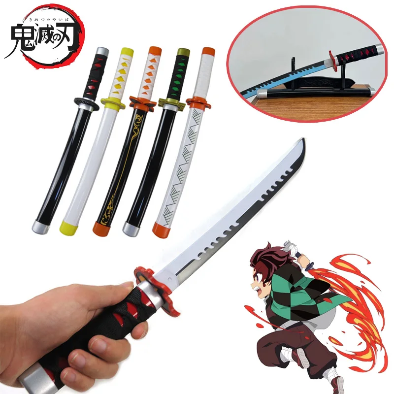 Фото Demon Slayer Tanjirou реквизит для косплея нож 42 см пластиковые фигурки из АБС-пластика игрушечный реквизит для выступления на сцене украшения коллекционные предметы №1