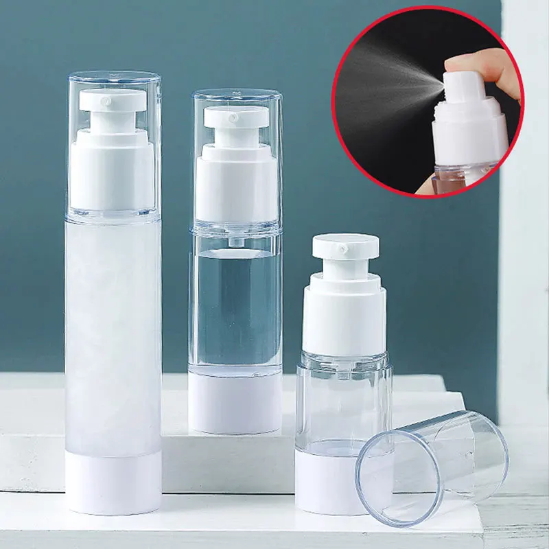 1Pc 15/30/50/80/100ml AS Vacuum Pump Refillable Bottles Lotion Dispenser Travel Bottle Plastic Perfume Atomizer Spray |