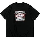 Футболка мужская оверсайз в стиле хип-хоп, хлопковая креативная рубашка с принтом ротовых зубов в стиле Харадзюку, Повседневная Уличная одежда с коротким рукавом