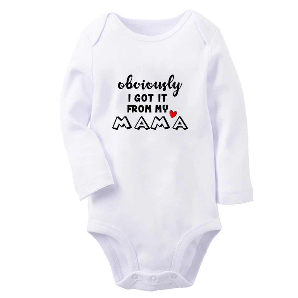 

Obviously Got it from my Mama Cute Baby Rompers Baby Boy Girls Fun Print Bodysuit Infant Long Sleeves Jumpsuit Kids Soft Clothes