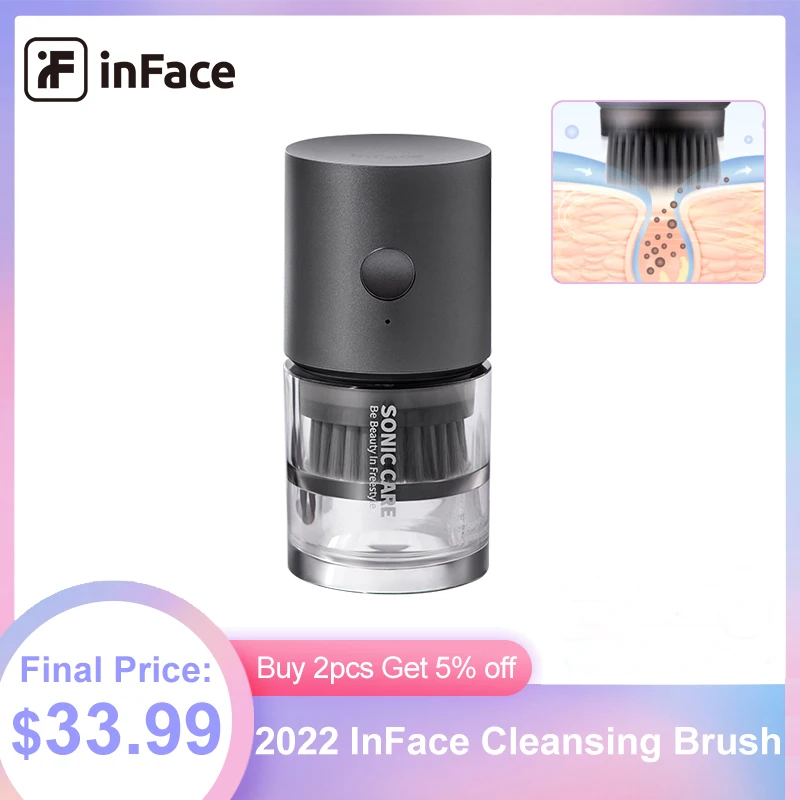 

inFace Facial Cleansing Brush Electric Sonic Vibration Cleaner IPX7 Waterproof Face Massage Pore Clean Sensitive Skin Care Brush