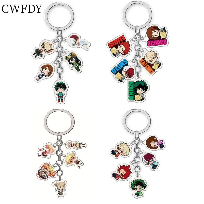

New Anime My Hero Academia Key Chain Cartoon Figure Boku No Hero Academia Double Sided 5 Pendant Charm Key Chain For Fans Gifts