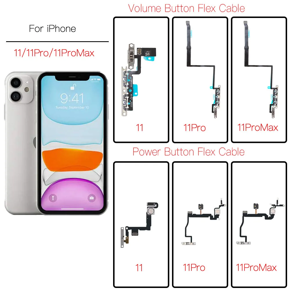 Гибкий кабель кнопки питания и Voulme для iPhone 11 Pro Max сменный переключатель звука со