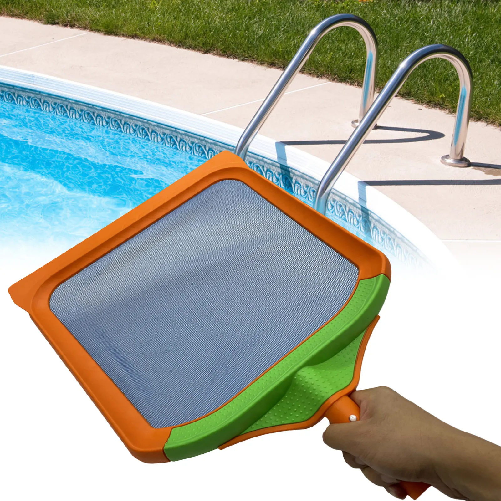 

Скиммер для бассейна, инструмент для очистки бассейна с усиленной рамой и мелководной сеткой для бассейна