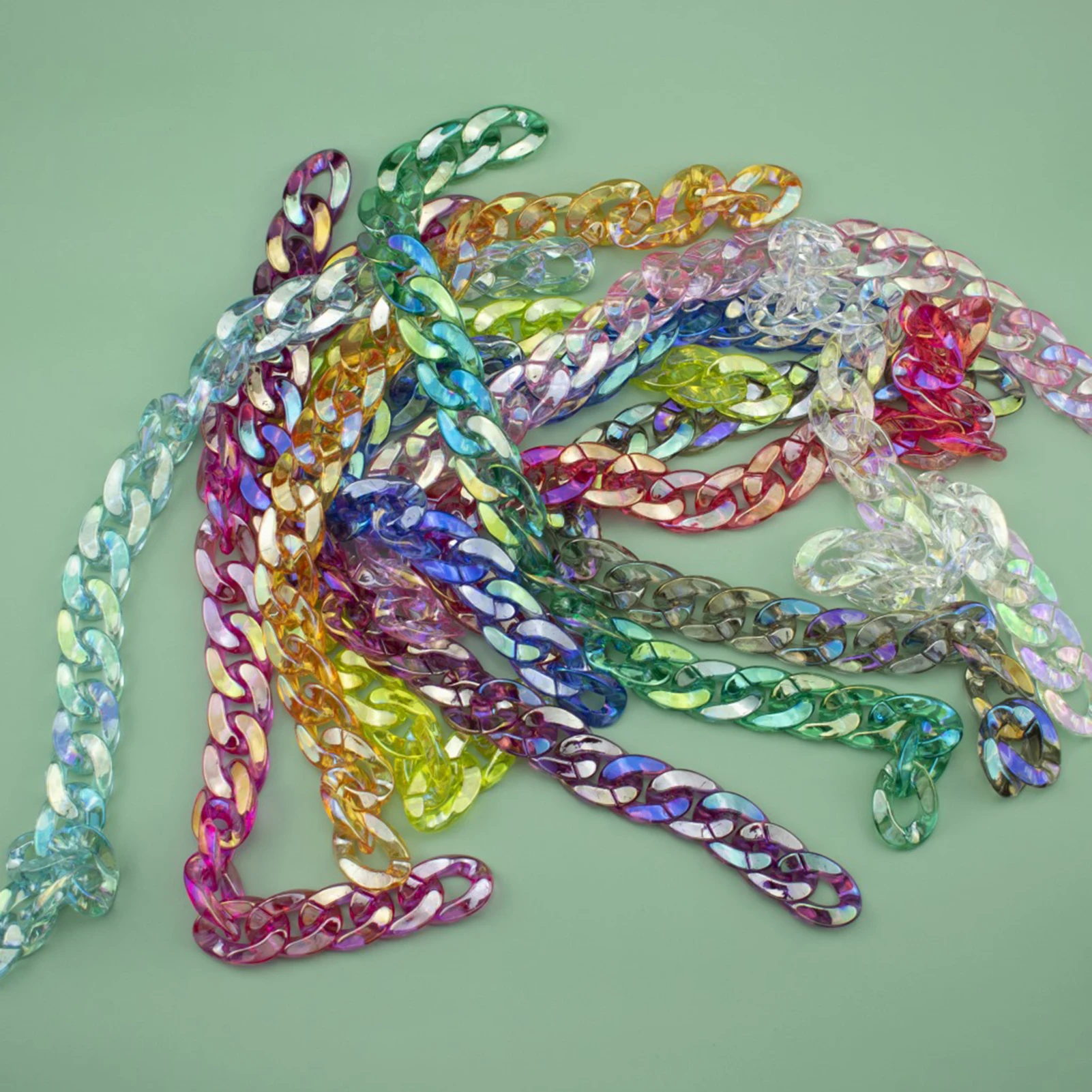 

30Pcs Twisted Chain Links Helpful Mini Multiple Colour for Lady Chain Links Acrylic Chain Link Rings