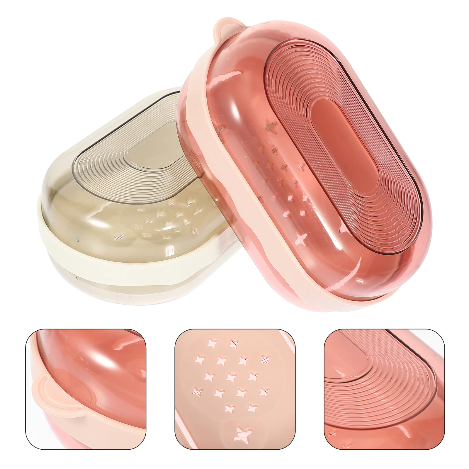 

Soap Dish Holder Box Tray Casesponge Bathroom Shower Drainer Draining Savercontainer Detachable Glass Ring Rectangular Rack