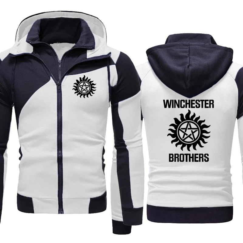 

2022 High Quality Men hoodie Winchester Brothers Printing Spring Autumn Stitching Sport Jacket Pure cotton Men's zip Sweatshirt