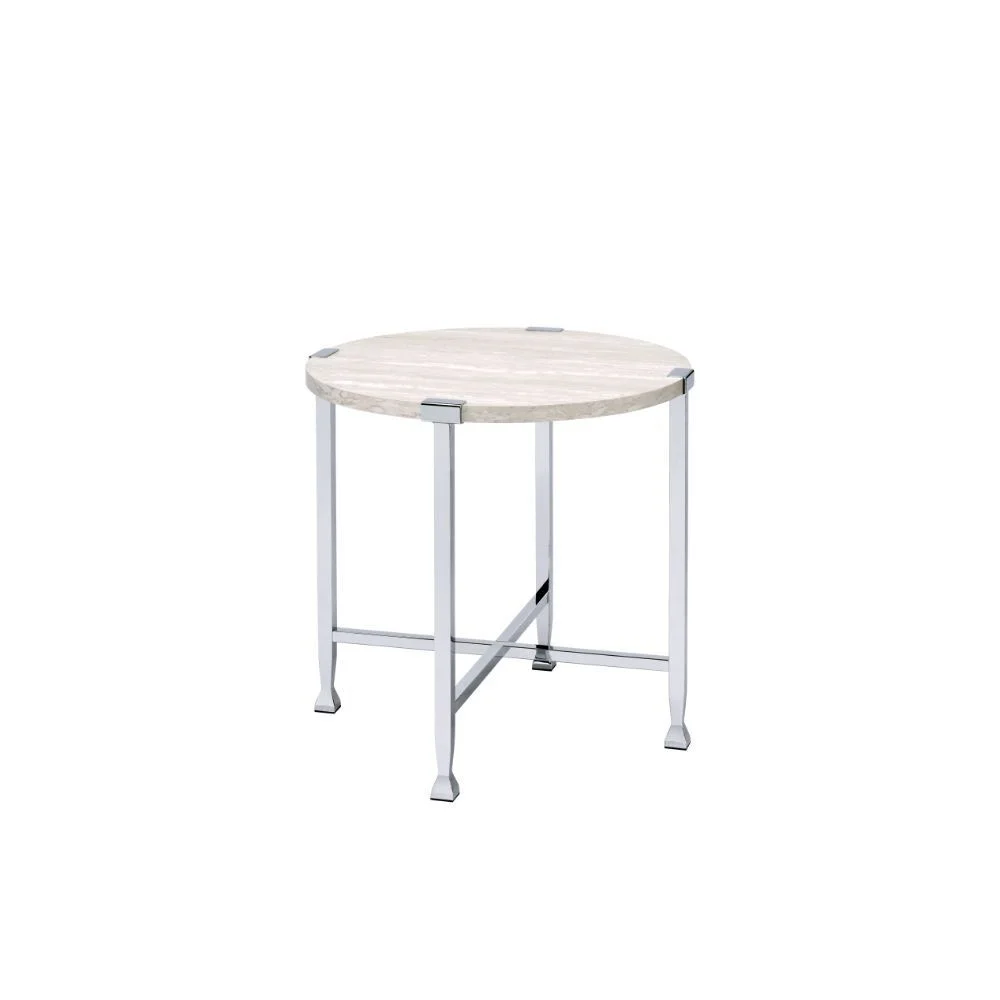 

Brecon End Table, White Oak &Chrome 83212