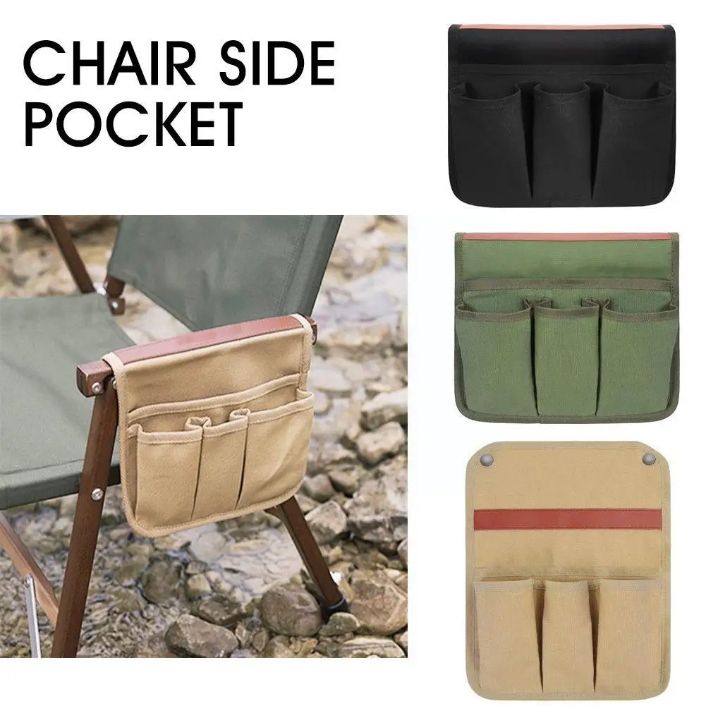 

Camping Chair Armrest Storage Bag Canvas Folding Chair Organizer Side Pocket Pouch Bag for Outdoor Camping Picnic Fishing B W3M1