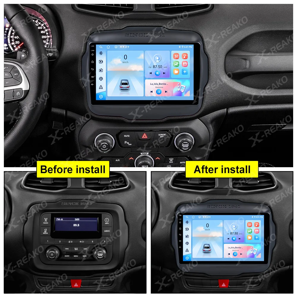 Фото Магнитола автомобильная, 2DIN, Android 13, для Jeep Renegade 2016-2020, мультимедийный видеоплеер, навигация, GPS, беспроводная, Carplay Auto №2