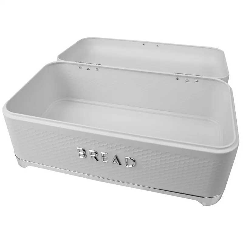 

Charming White Soho Swing-up Lid Tin Bread Box - Durable & Handcrafted with High Quality Finish