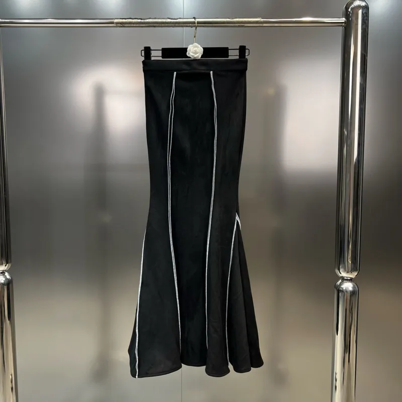 

PREPOMP 2023 Autumn New Collection Black White Striped Long Skirt Women GM359