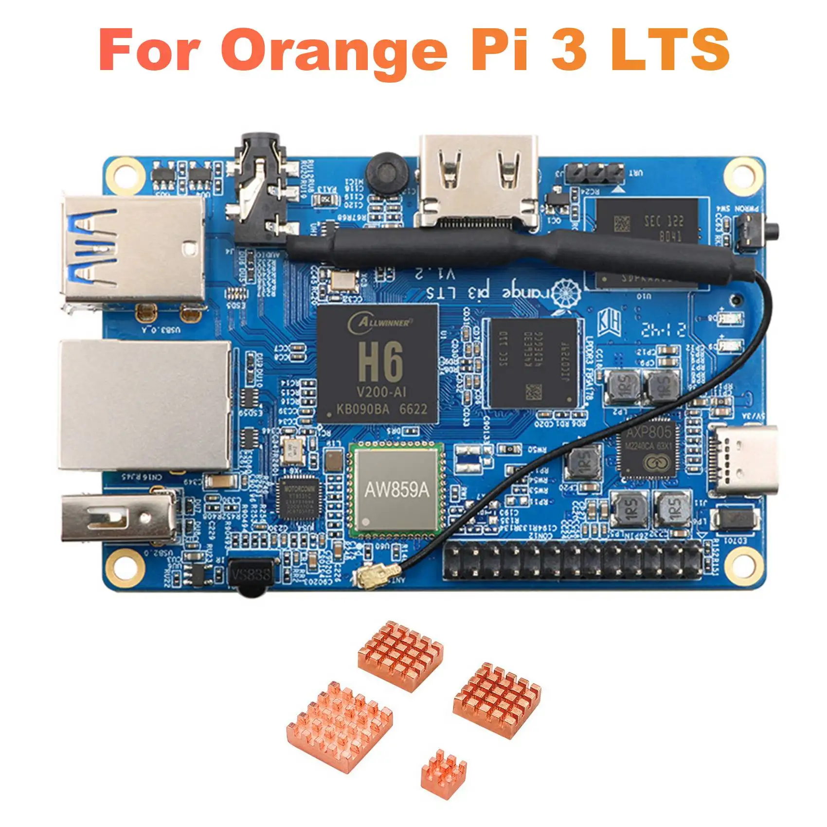 Макетная плата для Orange Pi 3 LTS + теплоотвод H6 2G DDR3 8G EMMC с открытым исходным кодом Android