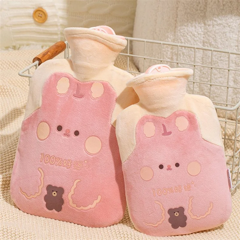 

500/1000ml Plush Warmer Bag Hot Water Bottle Water Filling Large Capacity Removable Hand Feet Warming Winter Warmer Water Bag