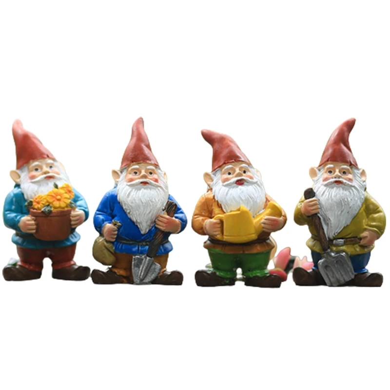 

4Pcs Miniature Elves Figurines Resin Dwarf Elf Ornaments Fairy Garden Miniature Gnomes Desktop Decoration