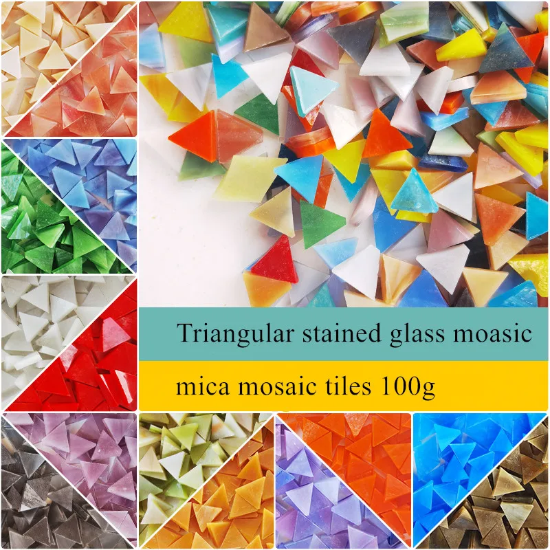 Triangle Mica Glass Mosaic Tiles 15x15mm DIY Crafting Stained Glass Mosaic 50g 
