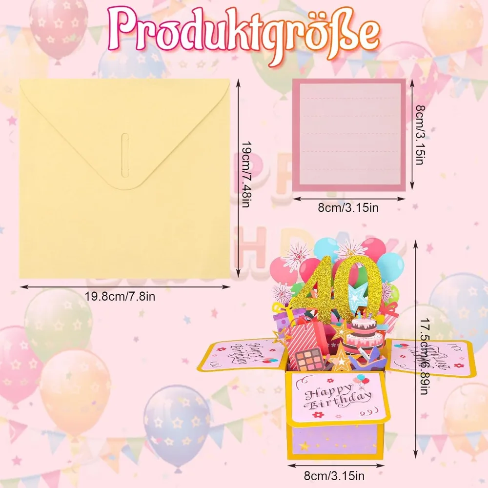 Открытка на 40-й день рождения для жены мужа женщин 3D выдвижная поздравительная