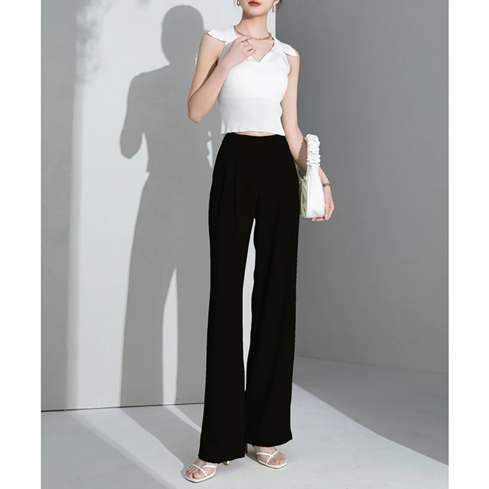 Новинка 2024 женские модные тонкие шифоновые брюки с высокой талией и широкими