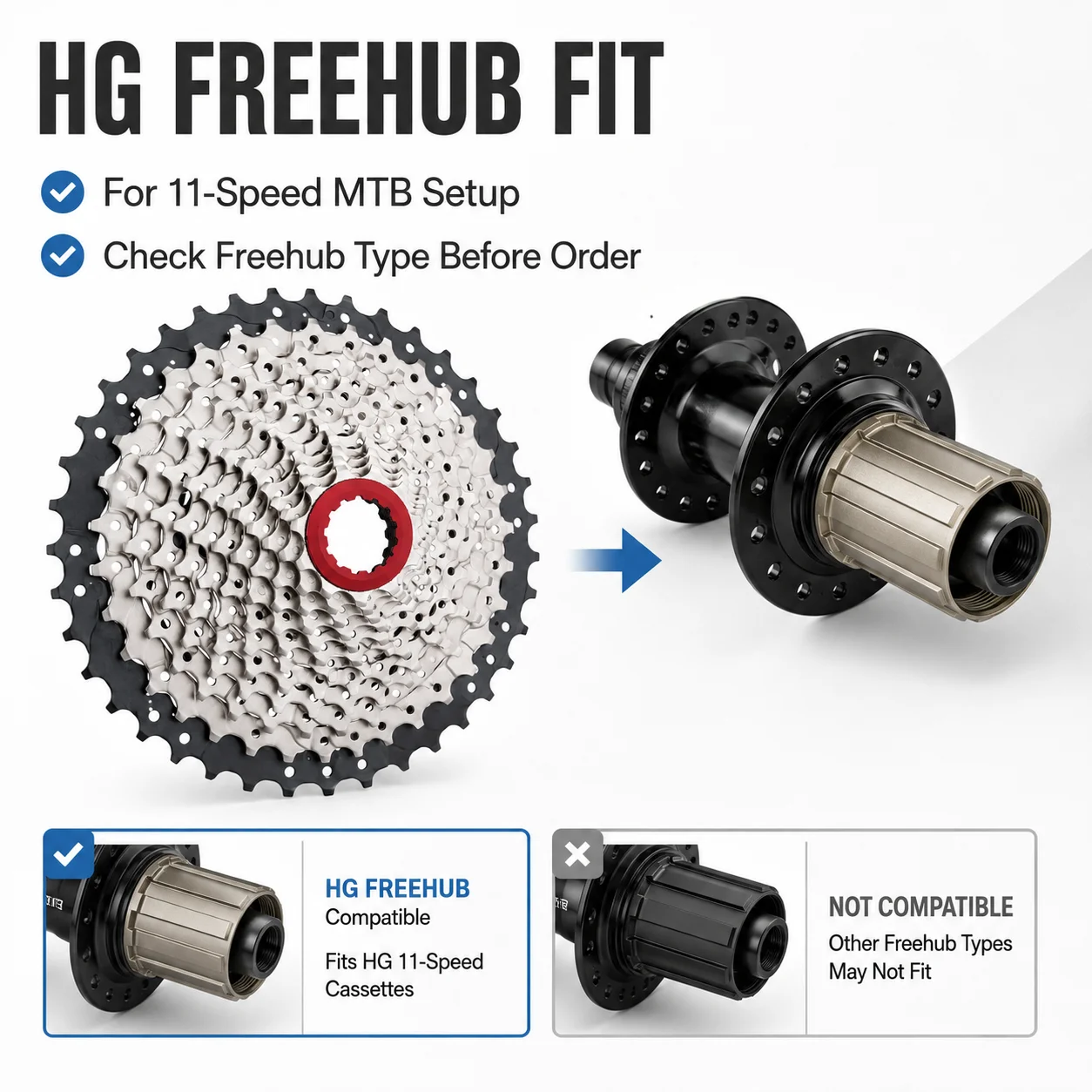 Фото Кассета BOLANY HG Freehub MTB 11 скоростей 11-42T с широким диапазоном передач и алюминиевым кронштейном для горного велосипеда №4