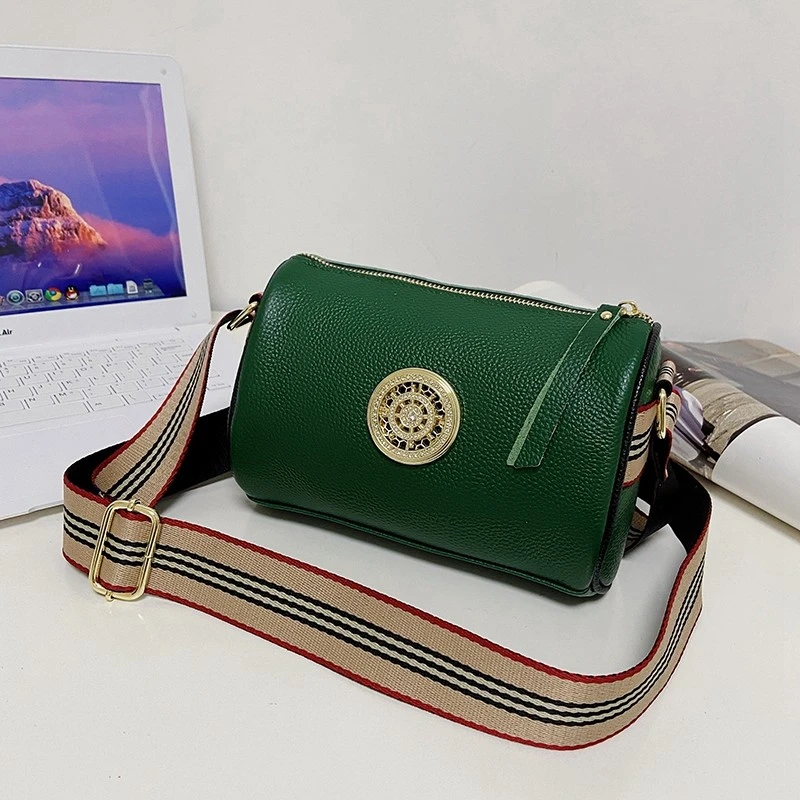 

Women Shoulder Bags Handbags Pu Leather Designer Rotating Metal Lock Ladies New Luxury Brand Female Wide Strap Messenger Bag