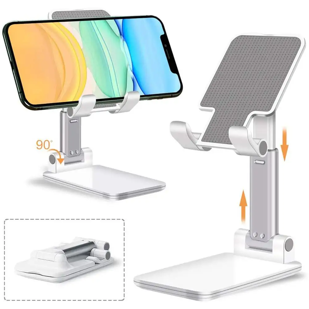 

Portable Foldable Lift Mobile Phone Holder 2-Level Height Adjustable Support With Non-Slip Silicone Pad Bracket (T9-2)