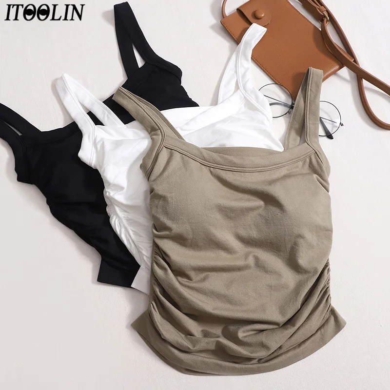 

Кроп-топы ITOOLIN, женские спортивные майки с бюстгальтером-подкладкой, трикотажная необычная женская кофта, топы для бега