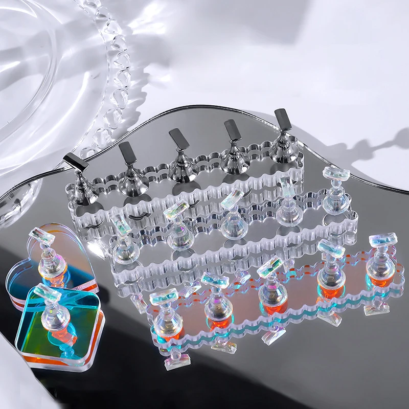 

Magnetic Nail Holder Acrylic Display Stand For False Nail Tips Gel Polish Showing Shelf Palettes Manicure Practice Tools Supply