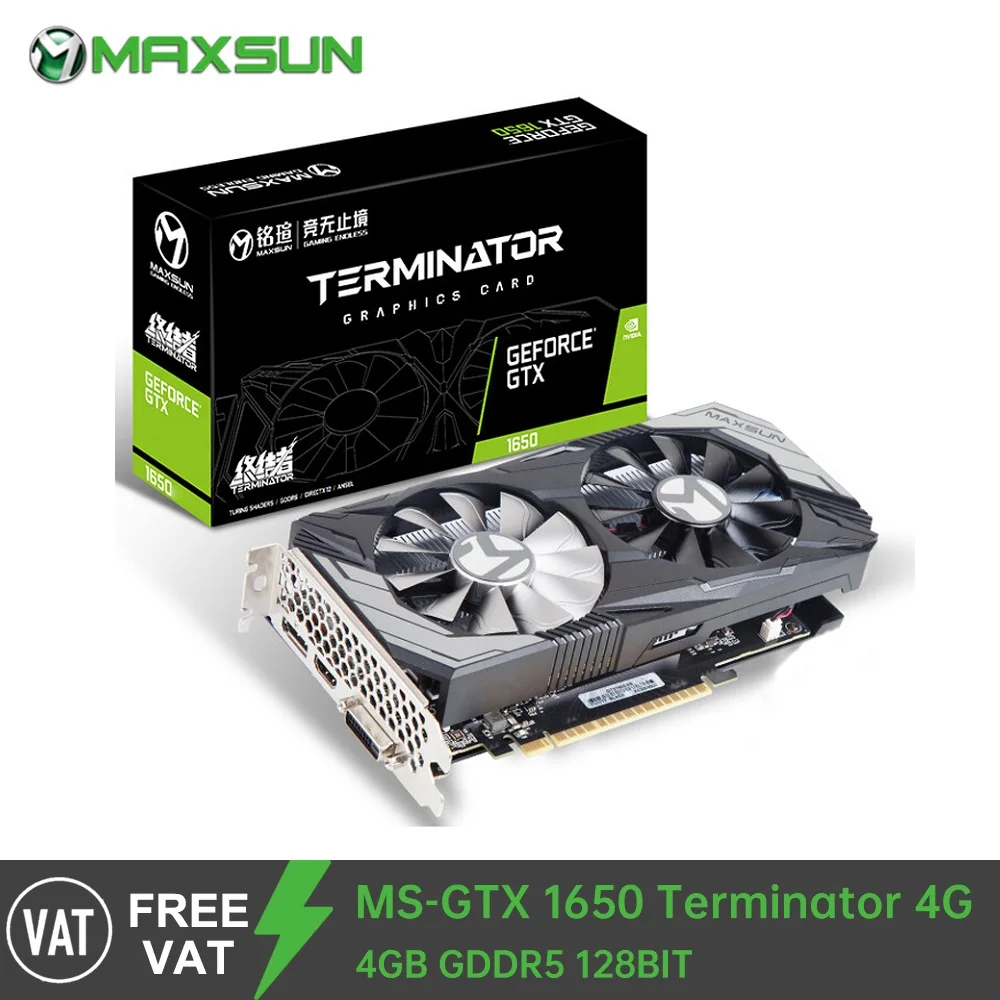 MAXSUN GeForce GTX1650 Terminator 4G видеокарты Nvidia GDDR5 128 бит GPU игровая - Цена: 39411.08