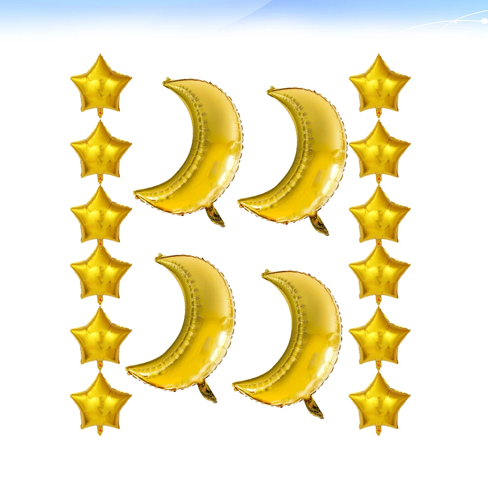 

16 Pcs Party Latex Balloons Moon Decorations Decorative Balloon Gold Star Balloons Wedding Decoration