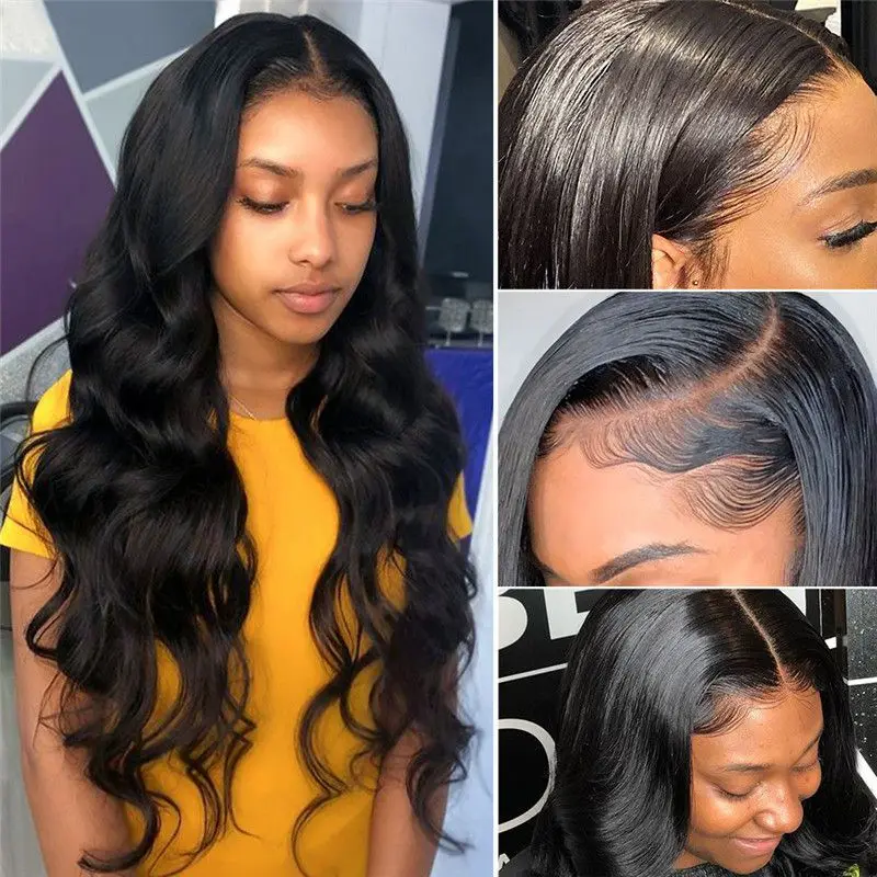 13x4 HD Transparent Body Wave Lace Front Wig Human Hair Wigs For Women Raw Inidan Frontal 250 Density 30 40 Inch |