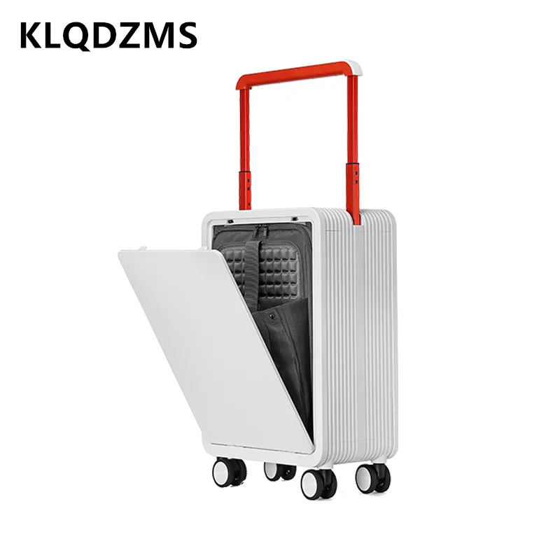 

KLQDZMS PC Suitcase 20 Inch Men's Front Opening Laptop Trolley Bag Ladies Boarding Box Mute Universal Wheel Rolling Luggage