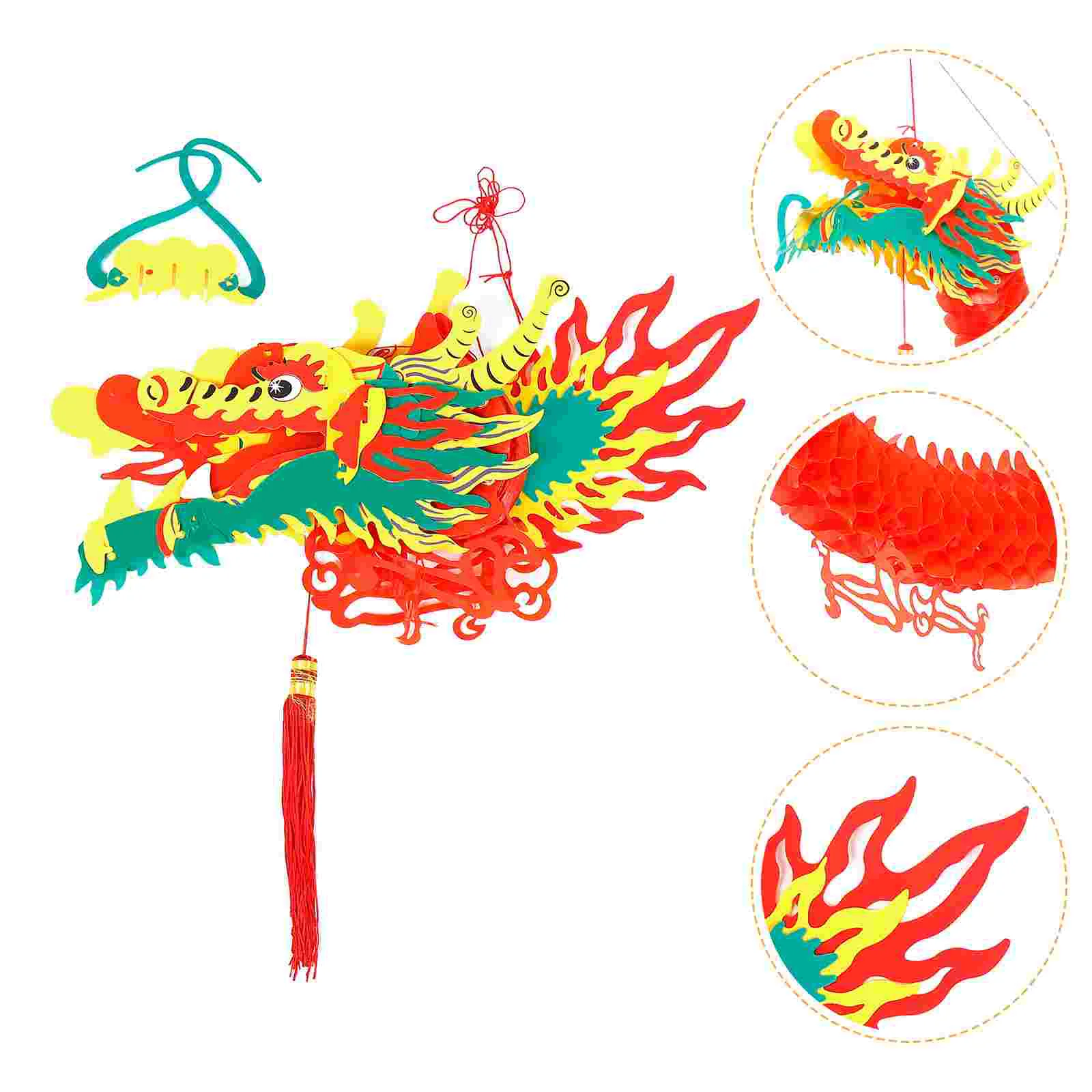

Новогодний праздничный бумажный фонарь китайского дракона, подвесное украшение, гирлянда, весенние фонари, раннее украшение, красный декор, 3D украшения