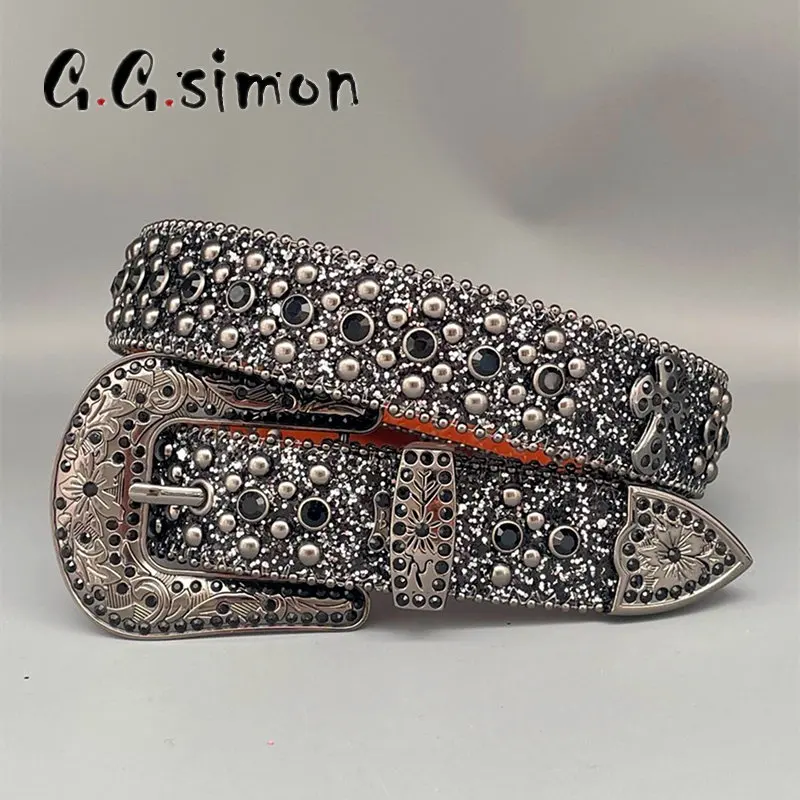 Punk Luxury Strap Diamond Belt Western Crystal Studded Belt Cowgirl Cowboy Rhinestone Belt For Women Men Jean Cinto De Strass