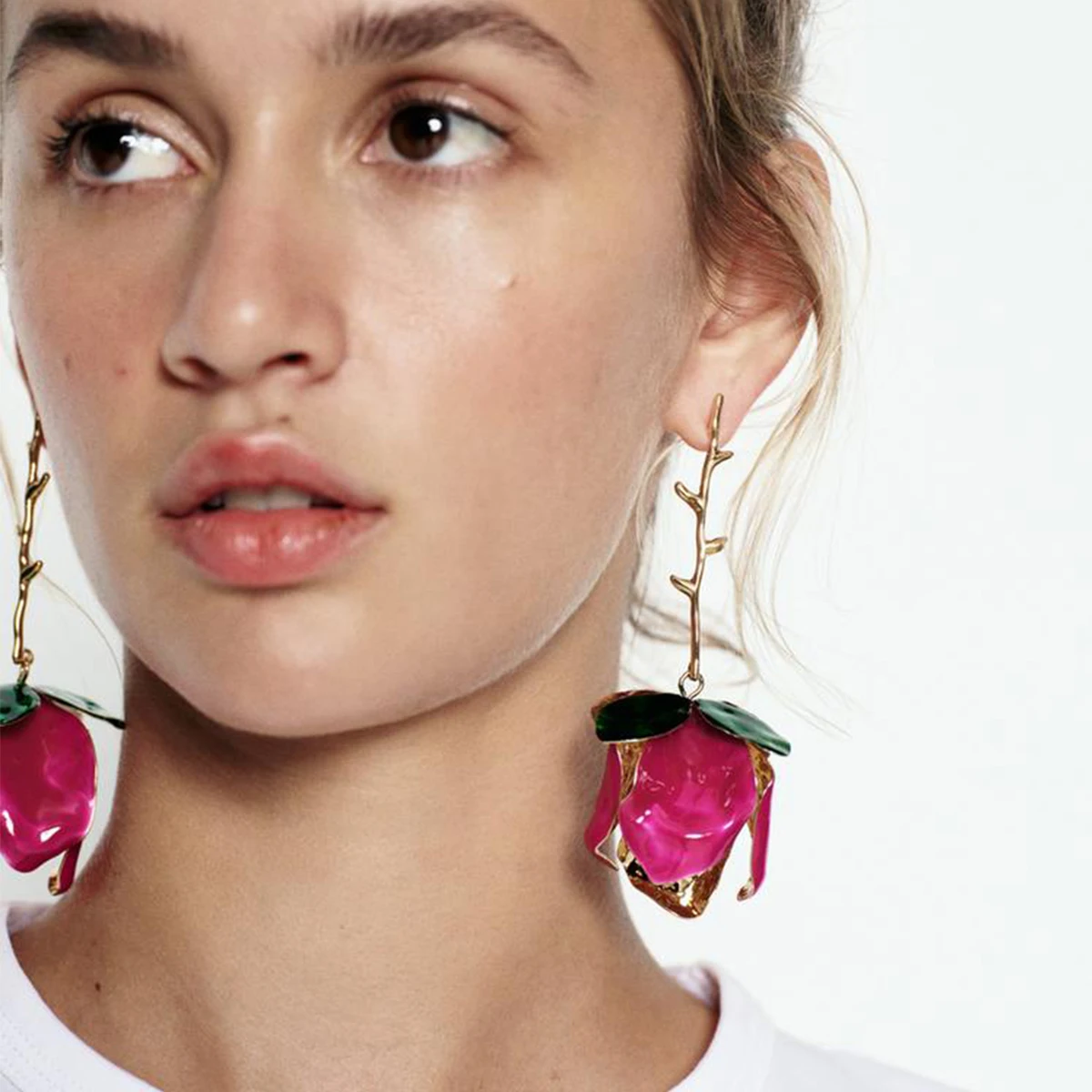 Индивидуальные висячие серьги ZAA из металлического сплава с масляными цветами