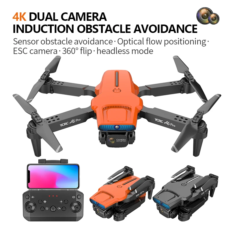 Pro Drone A6 Wifi FPV Professional 4K HD Dual Camera Headless Mode 816 Motor Quadcopter RC Drones