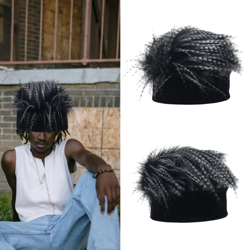 

Novelty Visors Sun Cap Party Peaked Beanie Hat Headband with Spiked Hair Cap Funny Short Hair Cap Breathable