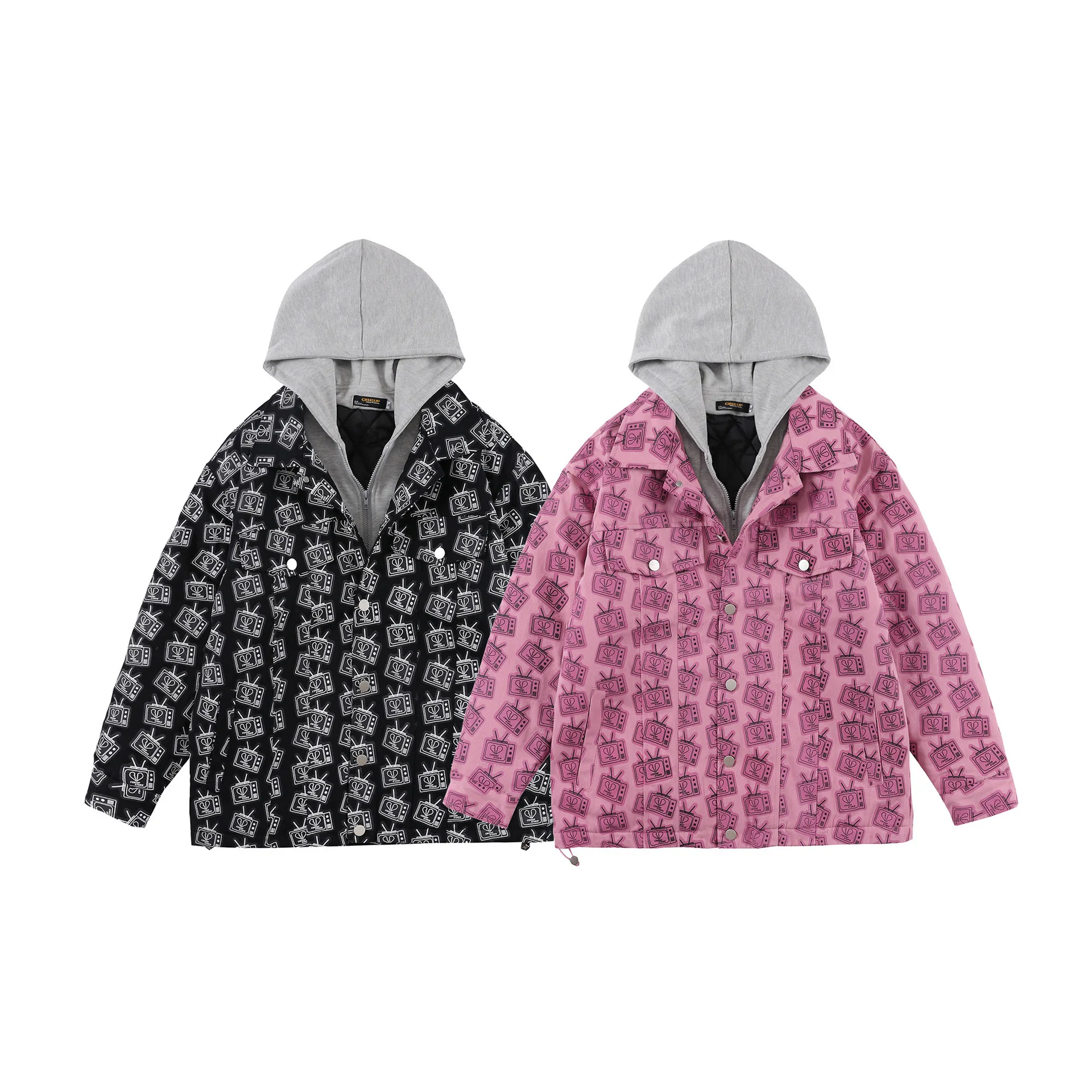 

2022 Japanese and Korean casual winter button digging bag fashion loose red spot youth wear cotton down jacket