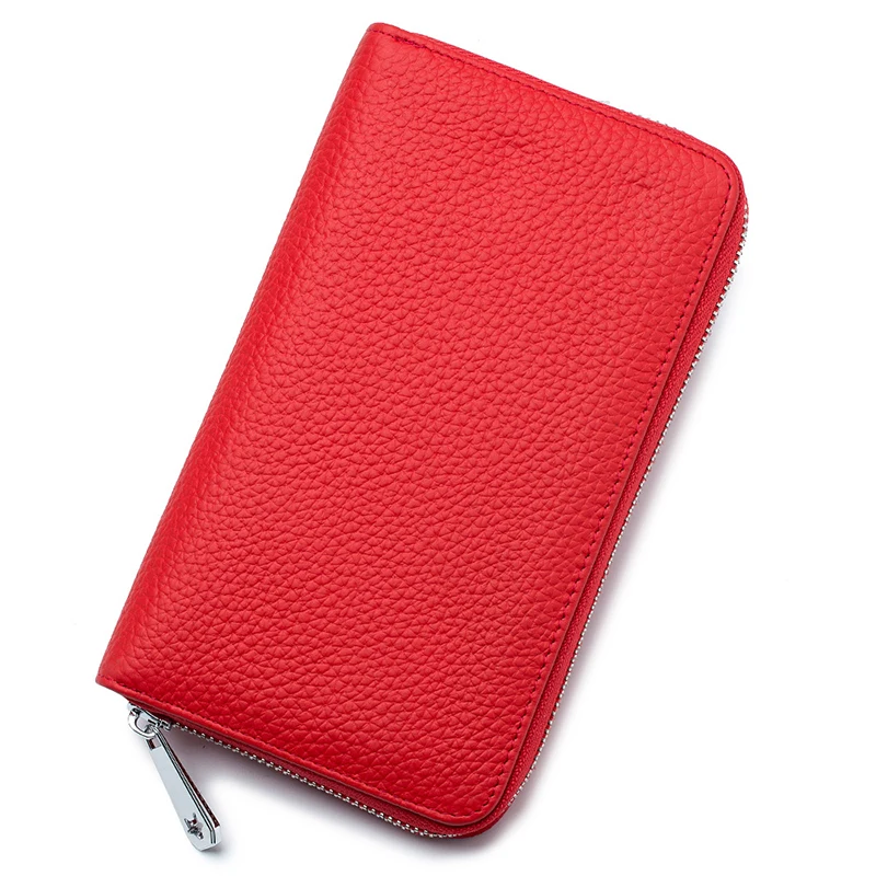 New RFID Women Wallets Female Genuine Leather Purse Long Zipper Purses Solid Fashion Clutch Passport Bag Card Holders Bankbook