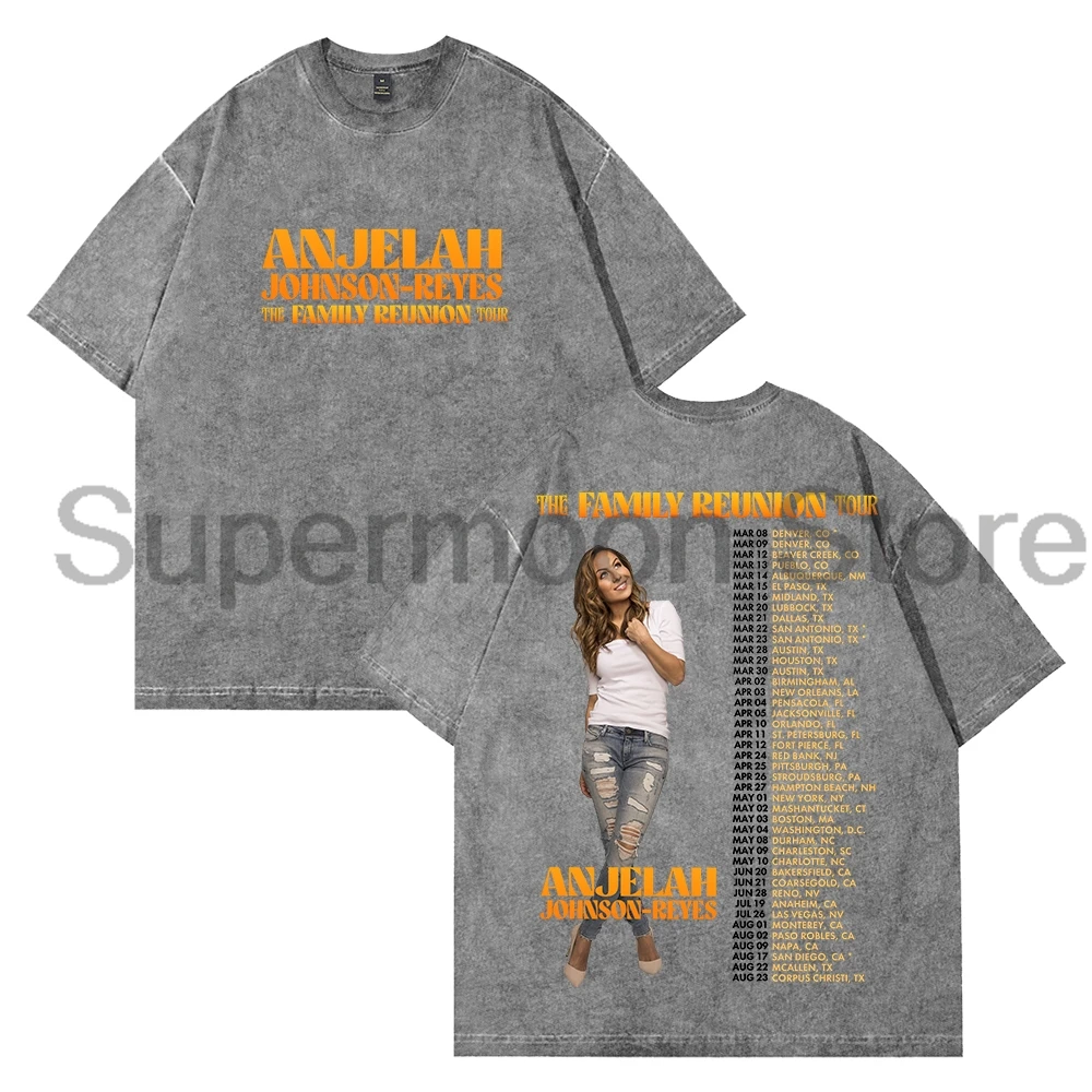 Фото Anjelah Johnson The Family Reunion Tour 2025, стираная футболка с круглым вырезом и короткими рукавами, хлопковая футболка для мужчин и женщин, уличная одежда, топы №3
