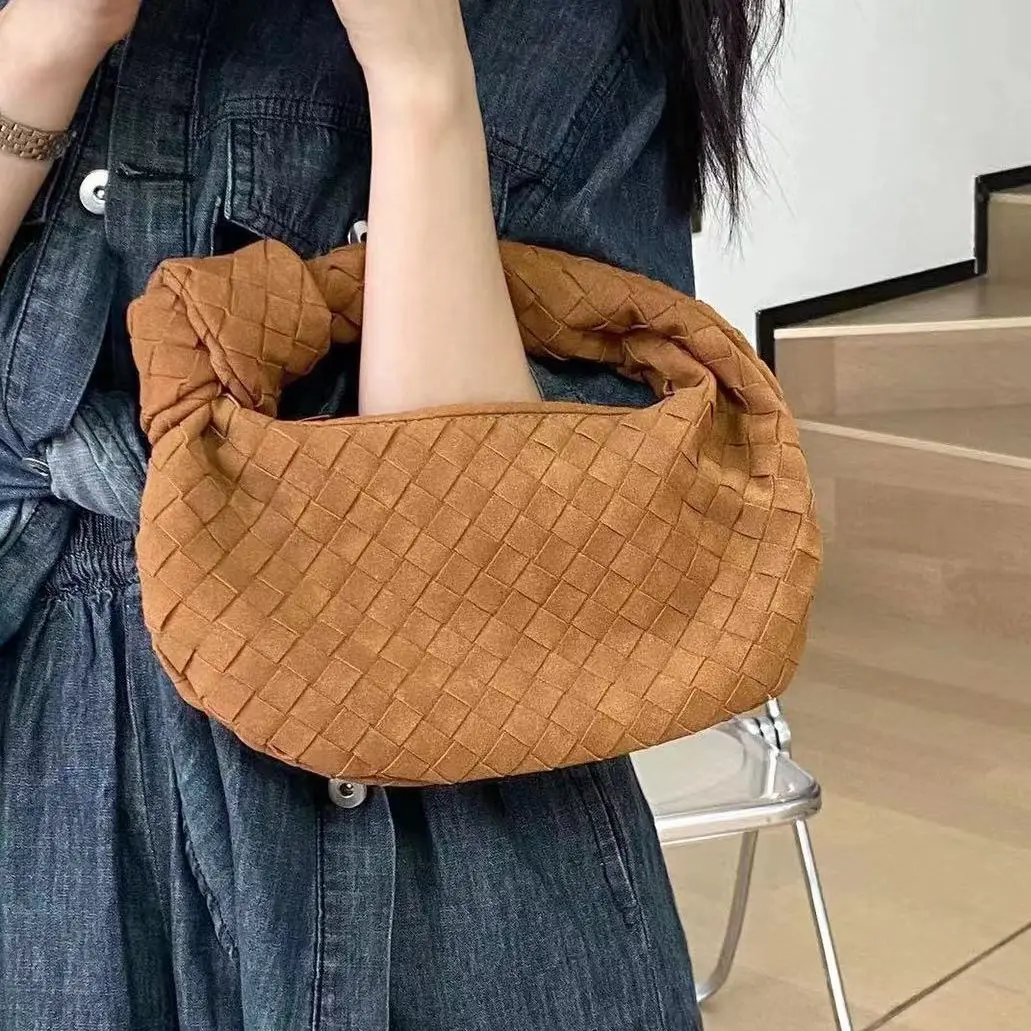 

2022 Hot Fashion Handmade Woven Bag Frosted Woven Leather Printed Shoulder Bag Lady Crossbody Hobo PU Knotted Handle Casual Hand