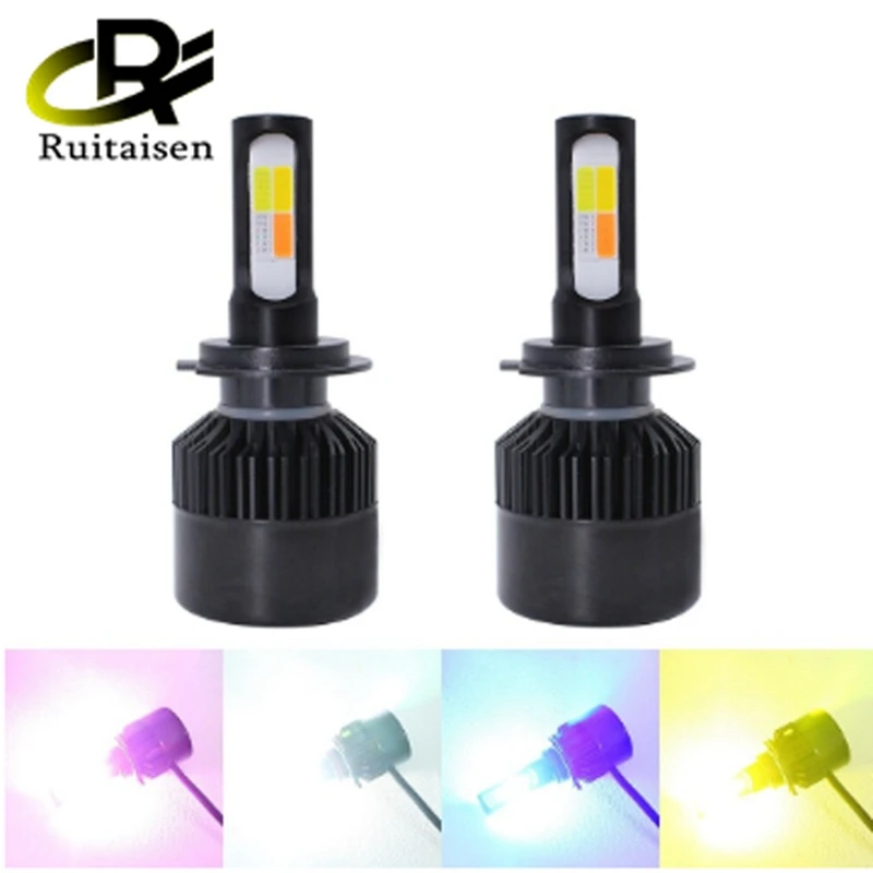 

1 Pair 4 Colors H4 H7 H11 LED Headlight Bulb Flash Fog Lamps Auto H7 H4 H1 H3 H8 H11 9005 HB3 9006 LED Lights for Car Vehiculos