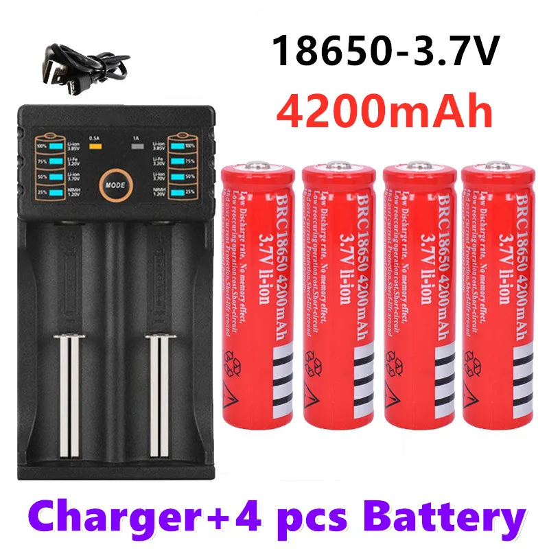 

Original 18650 batterie 3,7V 4200mAh wiederaufladbare liion batterie für Led taschenlampe batery litio batterie + USB Ladegerät