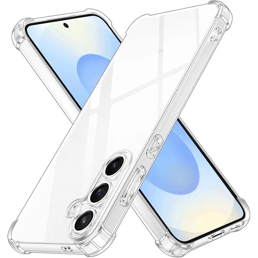 Фото Толстый противоударный чехол для Samsung S25 S24 S23 S21 Fe S22 Ultra A17 A56 A16 A36 A55 A35 A15 A54 A14 A34 A53 A33 Прозрачный чехол №1